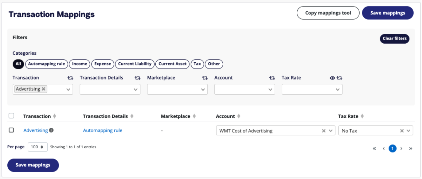 Walmart Advertising transaction on mapping page V2