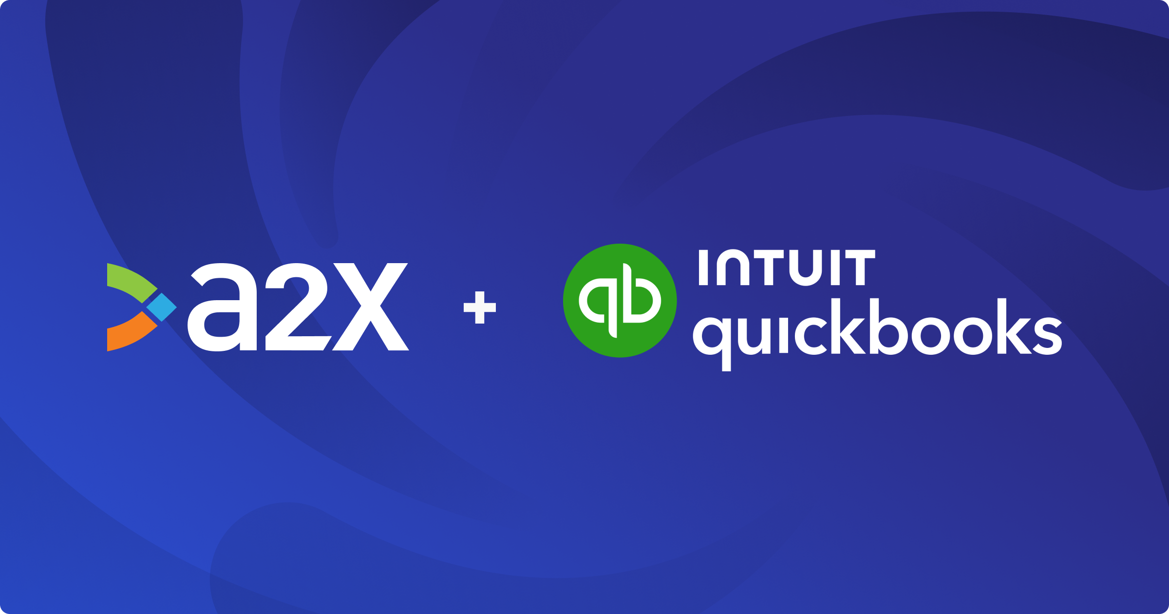 The A2X and Intuit QuickBooks logos against a blue background