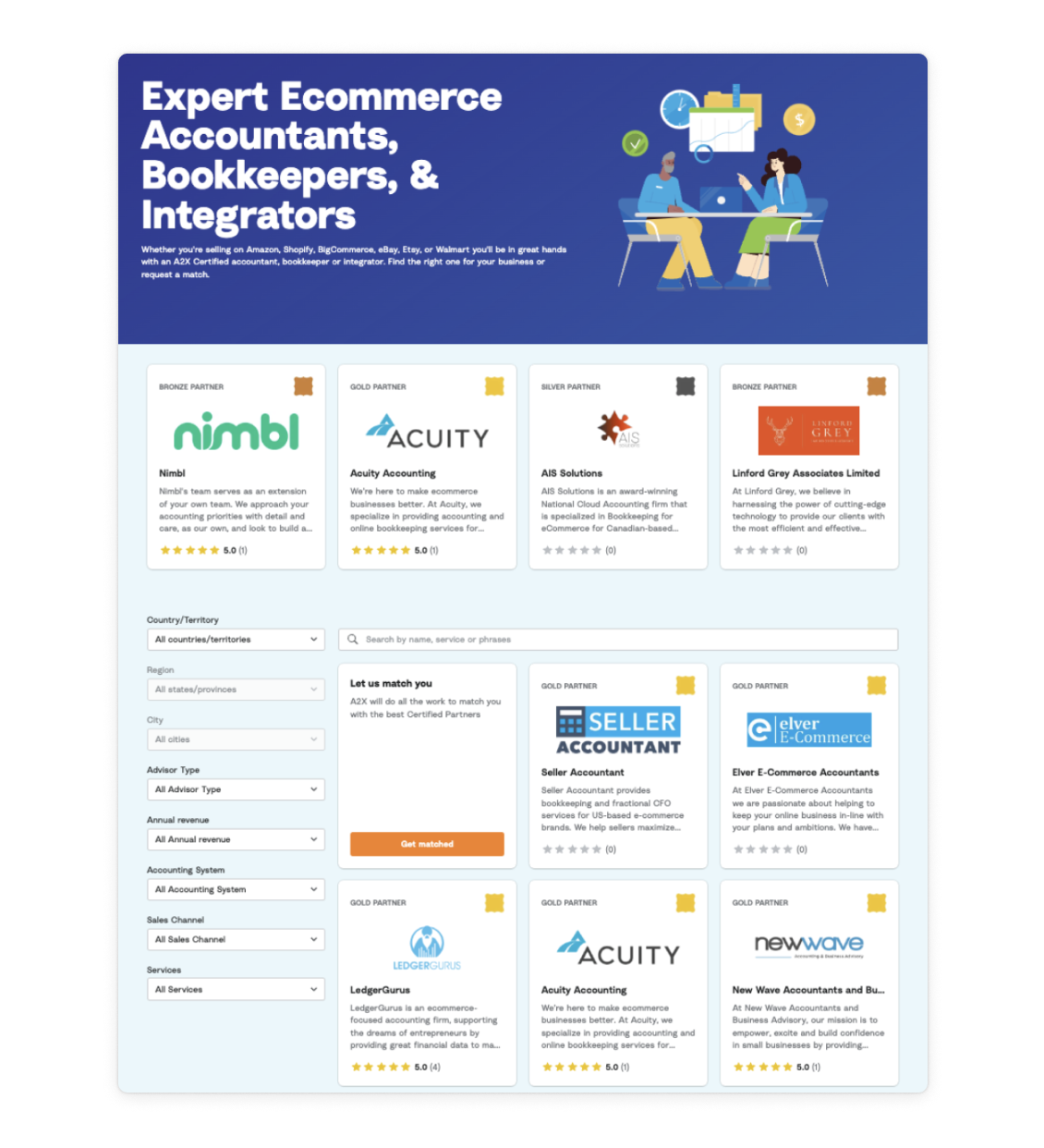 The A2X Directory A screenshot of the A2X Ecommerce Accountant Directory