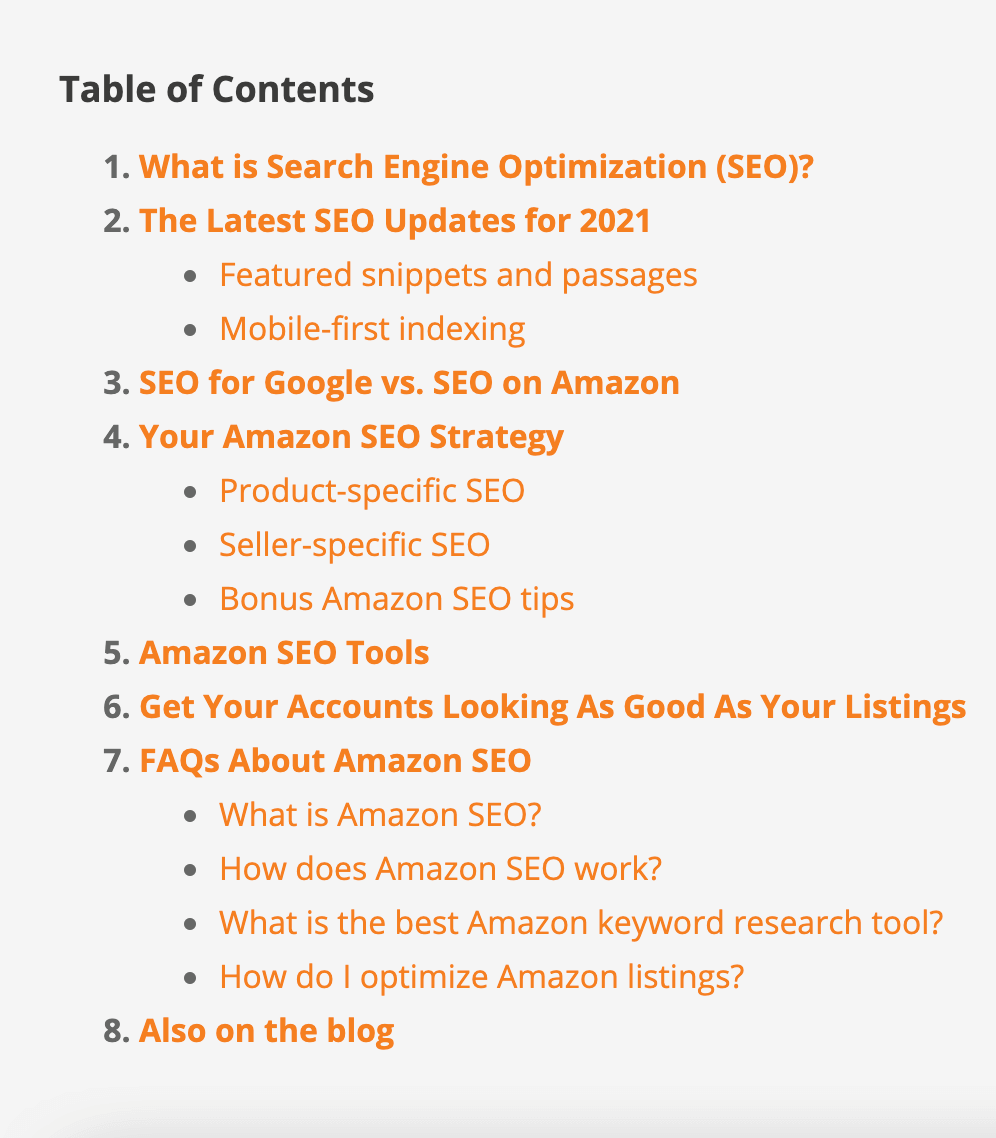 Linked table of contents