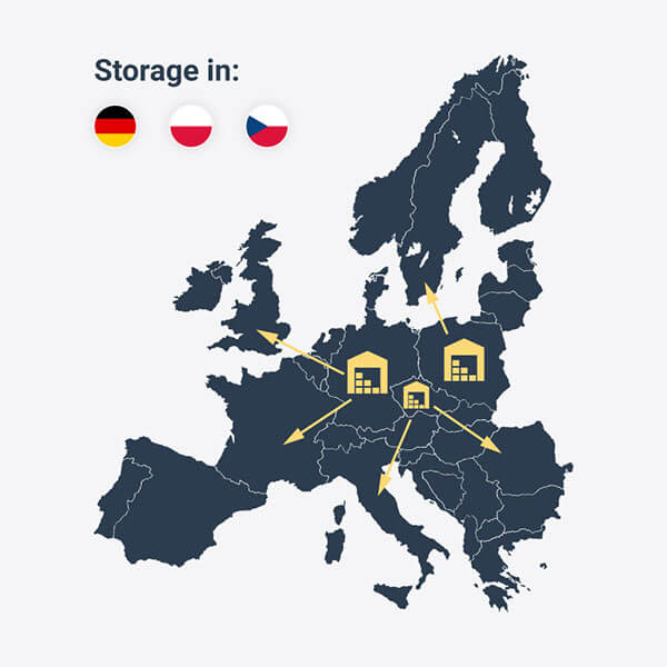 Europe map of Amazon warehouses
