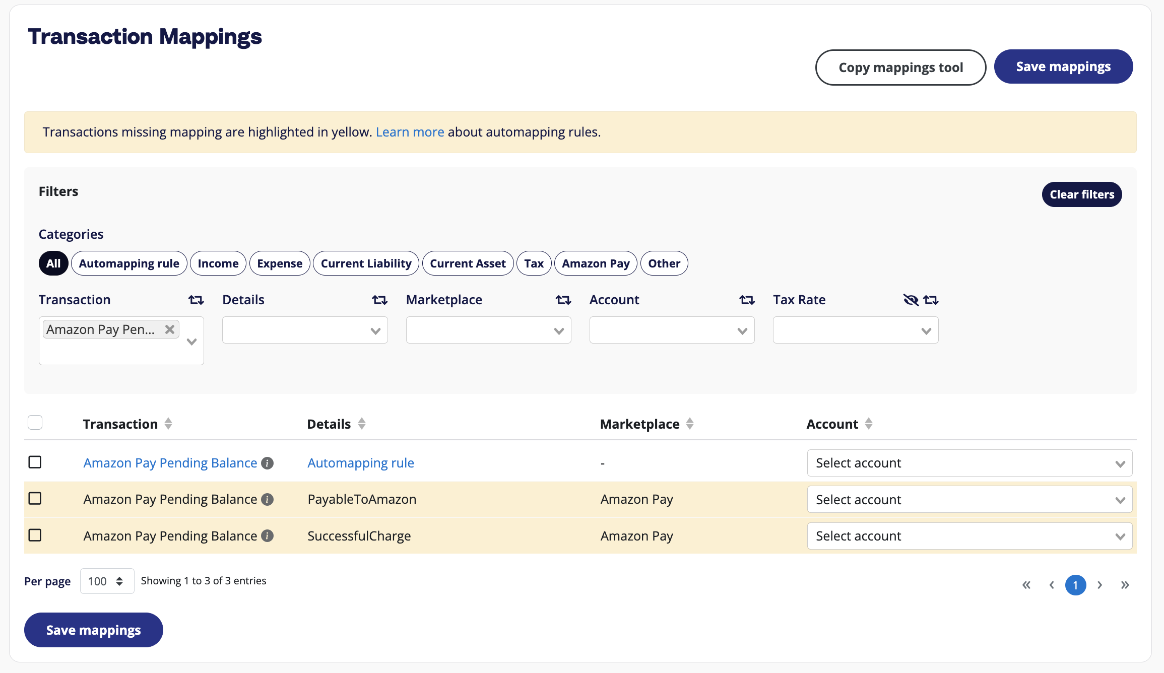 A2X V2 Mapping Page Pending Balance Amazon Pay